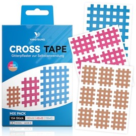 Cross Tape Grid Tape Mix, Pack of 154, Waterproof Acupuncture Plasters, Strong Hold Acupressure Plasters, Cross Tape, Grid Plasters, Pain Points, Versatile