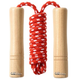 Catsobat Jump Rope for Training, Jumping Rope, Classroom, Kids, Junior, Adjustable Rope, Cute Wooden Design (Red 2)