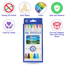 Color Swell Bulk 18 Packs - 12 Oil Pastels per Pack (216 Total) with Round Tips