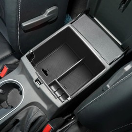 EDBETOS Ranger Console Organizer Tray Compatible with 2019-2023 Ford Ranger XL XLT Lariat Accessories ABS Plastic Material Armrest Box Insert Tray Secondary Armrest Storage Box, Black Trim