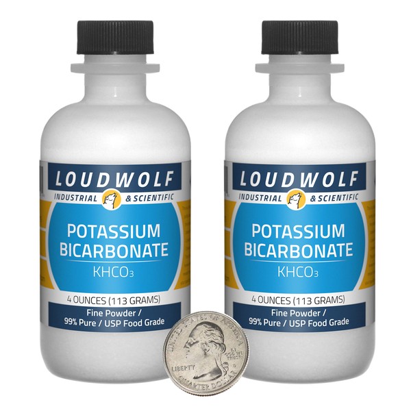 Potassium Bicarbonate / 8 Ounces / 2 Bottles / 99% Pure USP Food Grade / Fine Powder / USA