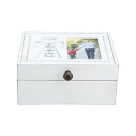 Pavilion Gift Company - The Lord Is My Strength & My Song - Exodus 15:2-6.5" x 5" x 3" Prayer Box Decorative Keepsake Storage Bin 2.25" x 3.25" Wallet Photo Holder Jesus God Lover Religious Friend