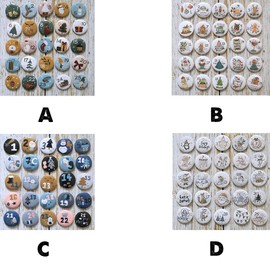 Herzwild Advent Calendar Number Buttons, Number Pins, Christmas Calendar, DIY for Jute Bag (White)