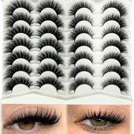 VOCOAK Cat Eye Lashes Wispy Soft Faux Mink Full Strip Lashes Pack C Curl Cateye Fake Eyelashes Natural Look False Eyelashes Pack 2 Styles