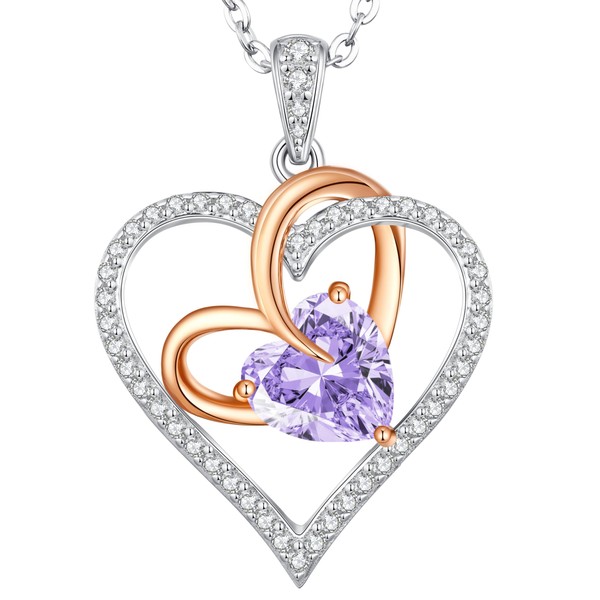 OOBEE Birthstone Necklaces for Women, 925 Sterling Silver Gemstone Fine