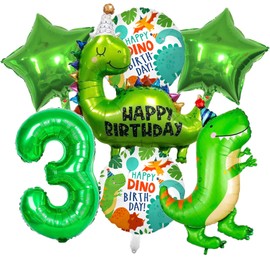 Dinosaur 3rd Birthday Decorations Dinosaur Birthday Party Balloons Supplies Dinosaur Foil Balloons for Kids 1st Birthday Baby Shower Dinosaur Themed Party Decorations (3rd Birthday)
