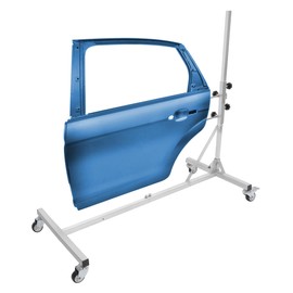 KUAFU Auto Body Paint Stand, Heavy Duty Paint Racks Panel Holder for Automotive Doors, Bumpers, Fenders, Hoods Works, Dolly Stand Repair Car - w/4 Swiveling Wheels(2 with Locking Brakes)