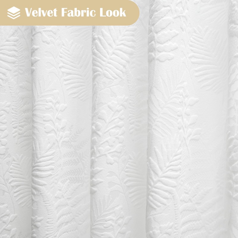 Lameirose Extra Long White Shower Curtain Fabric, Boho Shower Curtain