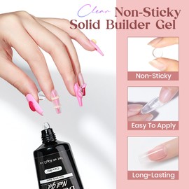 MIZHSE Solid Builder Gel, 2.1oz/60g Clear Builder Gel for Nails 3D Nail Gel Non-sticky Simple Sculpture Molding Gel for Beginner & Professional DIY Salon Nail Art Design Home Manicure