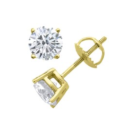 PARIKHS Round Diamond stud in Screw Back 14k Yellow Gold (0.05 ctw, I3 clarity)