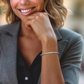 Ross-Simons 11.50 ct. t.w. CZ Tennis Bracelet in Sterling Silver. 8 inches