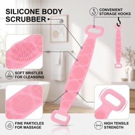 Limpiador de Espalda de Silicona para Ducha, Exfoliante Corporal Doble Cara con Asas, Cepillo de Silicona para Masaje y Limpieza Profunda para Hombres y Mujeres para limpiar profundamente tu