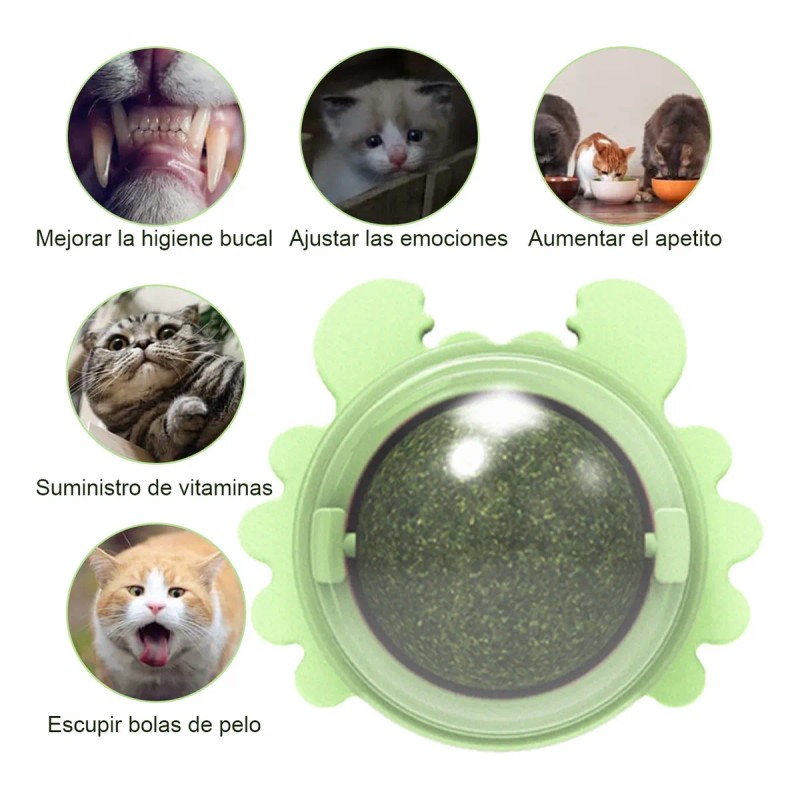 Bola Giratoria Con Hierba Gatera De Juguete Para Gatos, 3pz