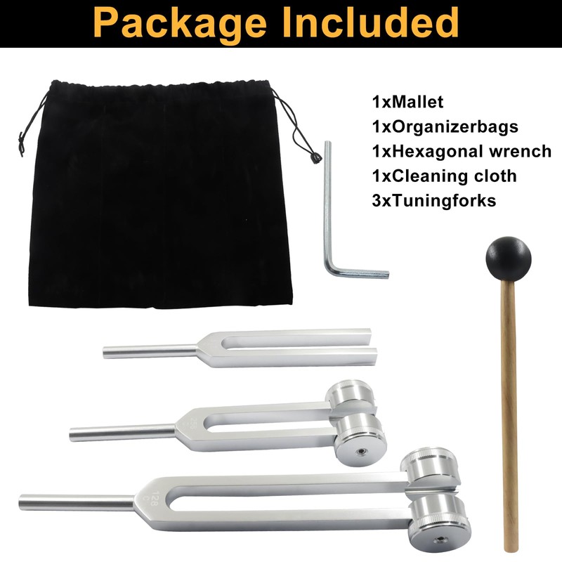 3 Pack Tuning Fork Set (128Hz, 256Hz, 512Hz)