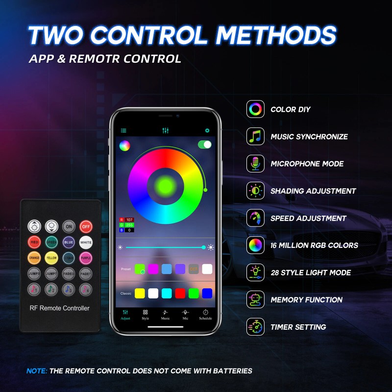 BEVINSEE 10M RGB 8 LED Car Interior Fiber Optical Strip