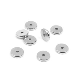 exceptionalbeauty 10 Solid Stainless Steel Metal 10mm Flat Round Heishi Rondelle Disc Spacer Beads