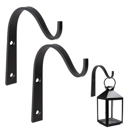 Soporte para Plantas Colgantes, Gancho para Cesta de Flores de Pared, Gancho Colgante de Metal Resistente para Linternas Colgantes, Comederos para Pájaros, 2 Piezas (Negro)