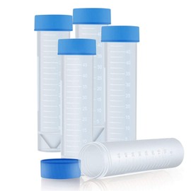 STARVAST 50ml Plastic Centrifuge Tubes with Screw Cap, Pack of 50 Clear Plastic Vial Standing Sample Test Tube - Graduated Every 5ml Sample Vials, Plastic Test Tube for Cold Storage