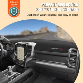 Dashboard Cover for Dodge RAM 1500/2500/3500 2019-2022 2023 2024 2025, Suede Dash Board Cover Dash Mat Protector Compatible with RAM Interior Dash Covers Decoration Accessories (Without HUD)