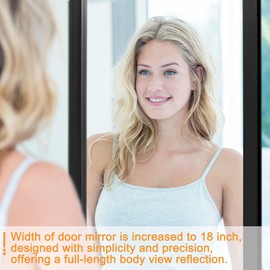 NeuType 51" x 16" Over The Door Mirror Full Length Mirror Door Mirror Wall Mirror Hanging with 2 Metal Hangers for Bedroom Living Room Bathroom Black