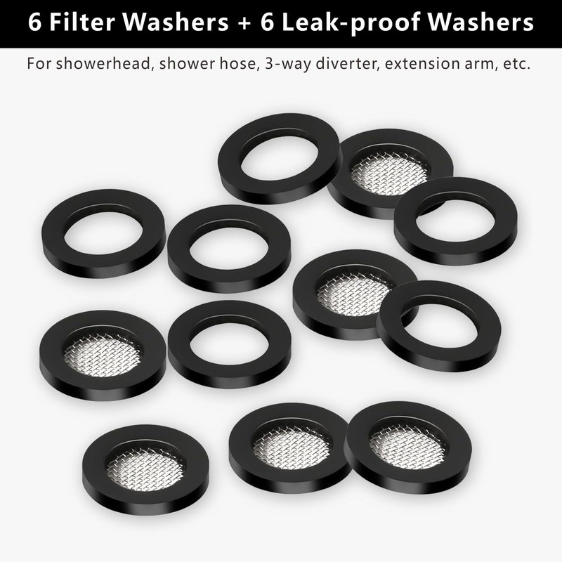 6 Pack Shower Filter Gasket + 6 Pack Rubber Washer,