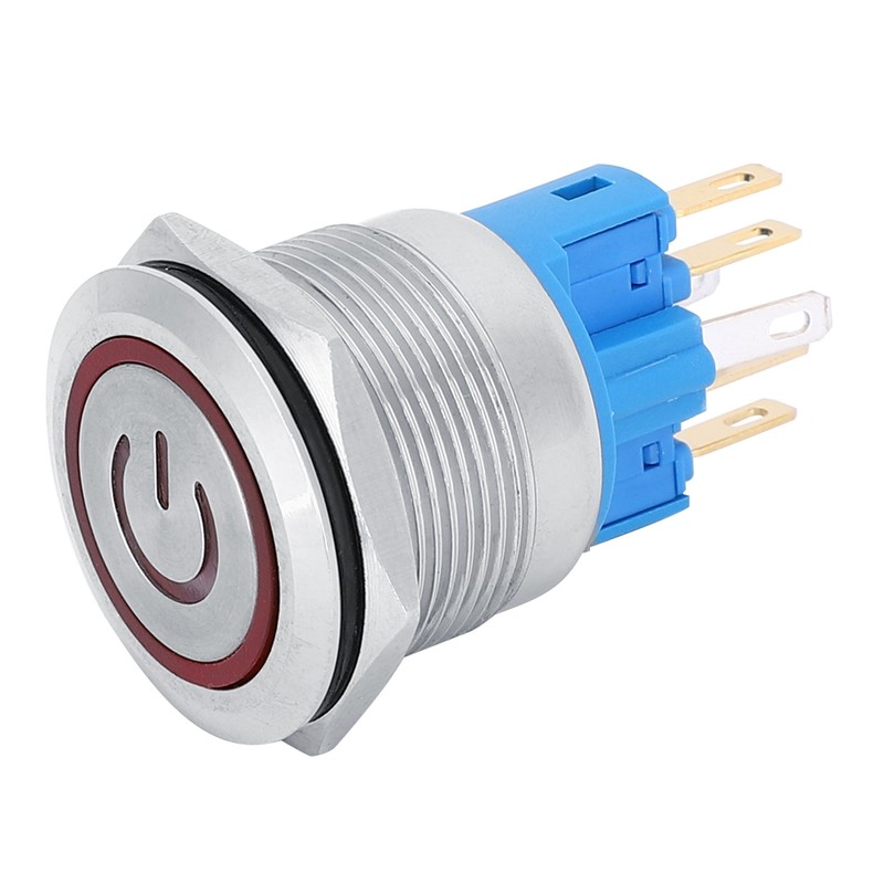 2Pcs DC3-6V 22mm 6-Pin Push Button Switch Stainless Steel Reset