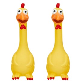 2 Pcs Horse Toys Latex Rubber Chicken Reduce Separation Anxiety Screaming Chicken Toy for Horse Pet (Yellow, 19.5 * 5.72CM)