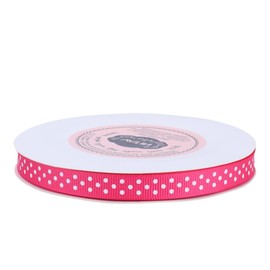 VATIN Polka Dot Craft Grosgrain Ribbon 3/8 Inch Wide by 10-Yard Spool Shocking Pink with White Dots,Use for Gift Wrapping,Party Decoration,All Crafting and Sewing