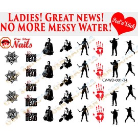 Walking Dead V1 clear vinyl Peel and Stick nail art decals/stickers (NOT Waterslide). Set of 34 by One Stop Nails.