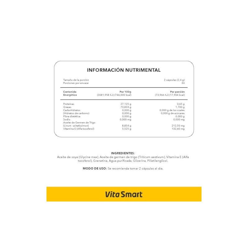 SMART VIT Vitamina E-1000 60 capsulas Suplemento alimenticio