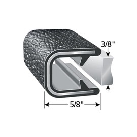 TRIM-LOK 1350B2X3/8-25 Edge Trim - Fits 3/8inch Edge, 5/8inch Leg Length, 25' Length, Black, Pebble Texture - Flexible PVC Edge Protector for Sharp/Rough Surfaces, Easy to Install