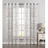 Window Elements Wavy Leaves Embroidered Sheer Grommet Curtain Panel, Rust