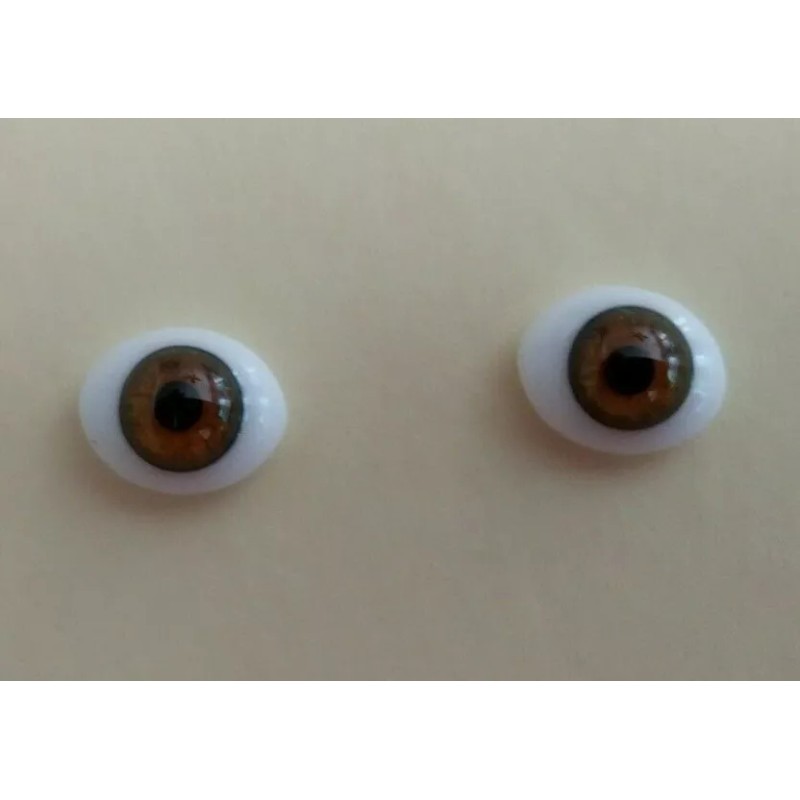 DOLL EYES - GLASS FLAT OVAL - 14MM - HAZEL