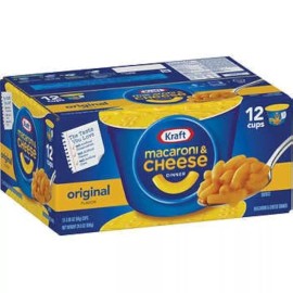 KRAFT Macaroni & Cheese Dinner Cup Easy Mac Original, 58 grams Cups (Pack of 12)
