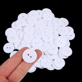100 Pcs White Buttons for Crafts 1 Inch 2 Hole Round Resin Button for Sewing 1 Inch White Buttons for Crafts, Sewing, Clothes