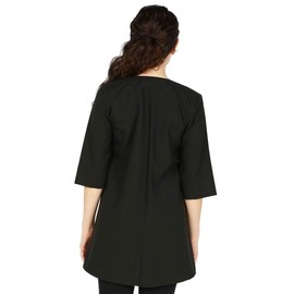 Smockers Judi 3/4 Sleeve Salon Smock for Women – Black Professional Stylist Jacket & Cosmetology Uniform – Lightweight & Bleach-Resistant