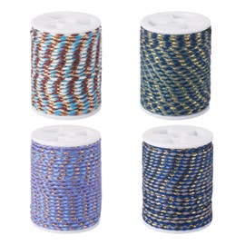 Bestewelry - Hilo trenzado metálico azul de 4 capas de macramé de polialgodón de 4 capas para colgar en la pared, para colgar plantas, cuerda de macramé, pulsera para manualidades