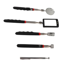 Herramienta de Recogida Telescópica, Herramienta de Recogida Telescópica Agarrador de Varilla Magnética Espejo de Inspección Circular Telescópico Resorte Flexible, Barredoras