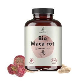 BIONUTRA® Maca Red Capsules Organic (270 x 750 mg), German Production, 2 Month Pack, Residue-Controlled, Vegan, Lactose & Gluten-Free, High Dose, Organic Quality without Additives