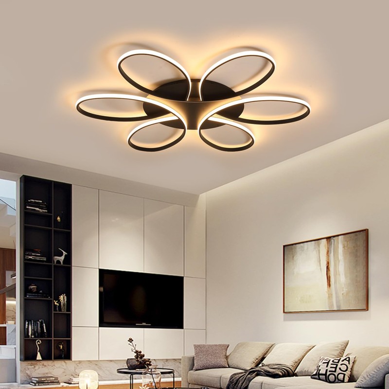 Oliterlux Modern LED Ceiling Light Fixture Black Flush Mount Ceiling