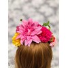 FANFAN Fuchsia Mexican Flower Crown Headband with Dahlia Flower -