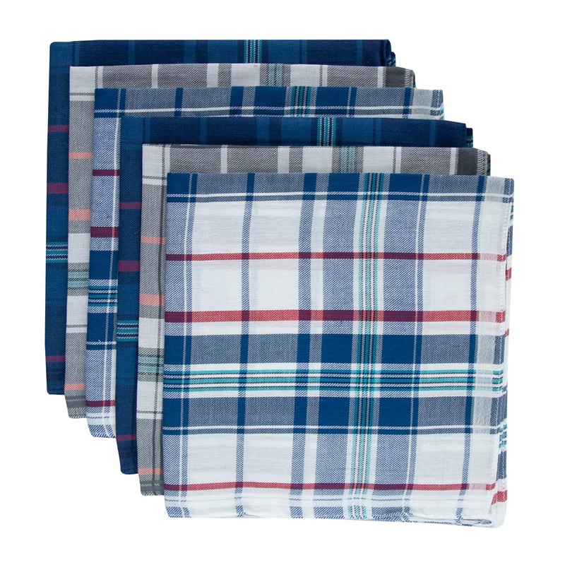 BonjourMrsMr Men's Handkerchies Soft Cotton Hanky Pocket Square Size 17inch