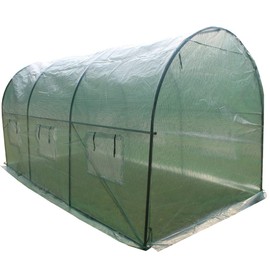 15' x 7' x 7' Portable Greenhouse Large Walk-in Gardening Plant Hot House with Dual Zippered Screen Doors & Screen Windows, Heavy Duty Plant Green House with Reinforced Galvanized-Steel Frame,15′x7′x