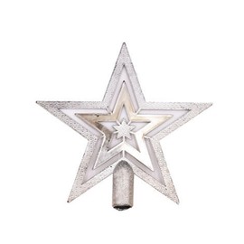 Christmas Tree Topper,20CM Glittered Star Christmas Tree Topper Star Tree Topper，Christmas Tree Tip Star Christmas Tree Topper Star(Silvery)
