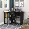 Furinno Abbott L-Shape Computer Desk with Bookshelf, Espresso/Black
