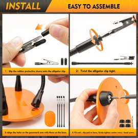 Helping Hands Soldering Tool with 4 Flexible Arms&Steel Weighted Base,Non-Slip PCB Holder for Electronics Repair, Jewelry Crafting, Model Building (K10013-B)