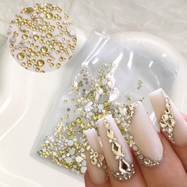 Nail Charms Gold Nail Rhinestones Nail Art Charms for Acrylic Nails Flatback Gold Design Shiny Diamonds Nail Gems and Nail Jewelry Cute Nail Charms for Women and Girls DIY Manicure Decoration