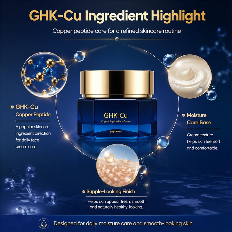Ghk-Cu Copper Peptide Face Cream, Deep Hydrating Skin Moisturizer, 1.69