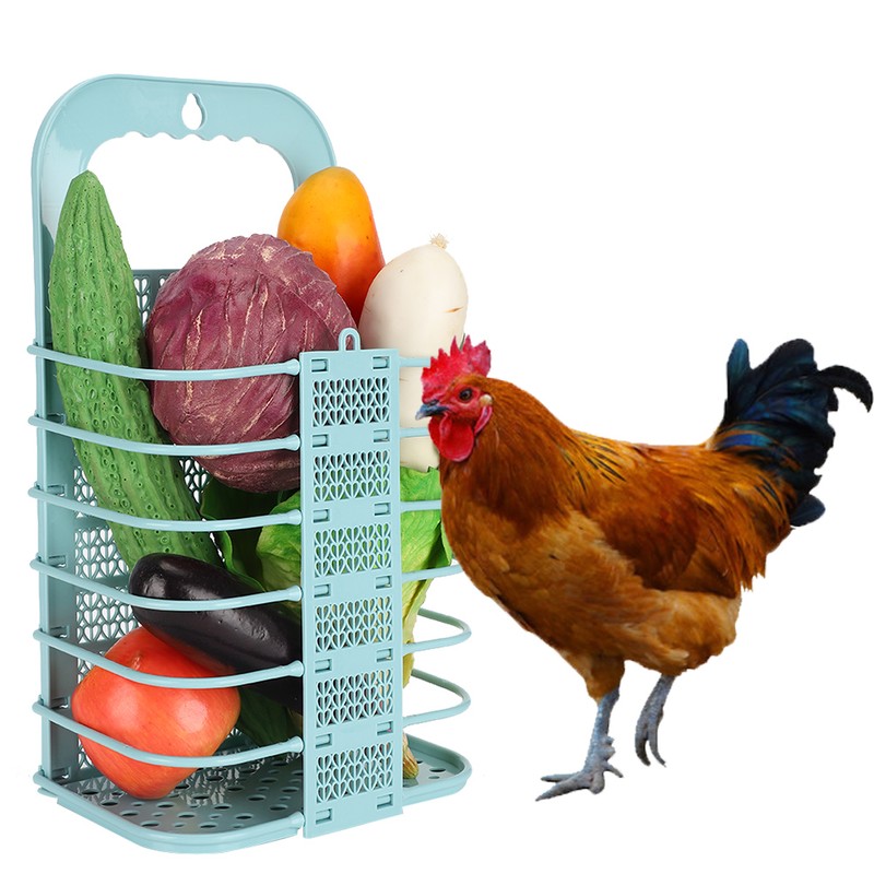 Foldable Chicken Vegetable Basket Cock Hen Fruit Hanging Feeder Feeding