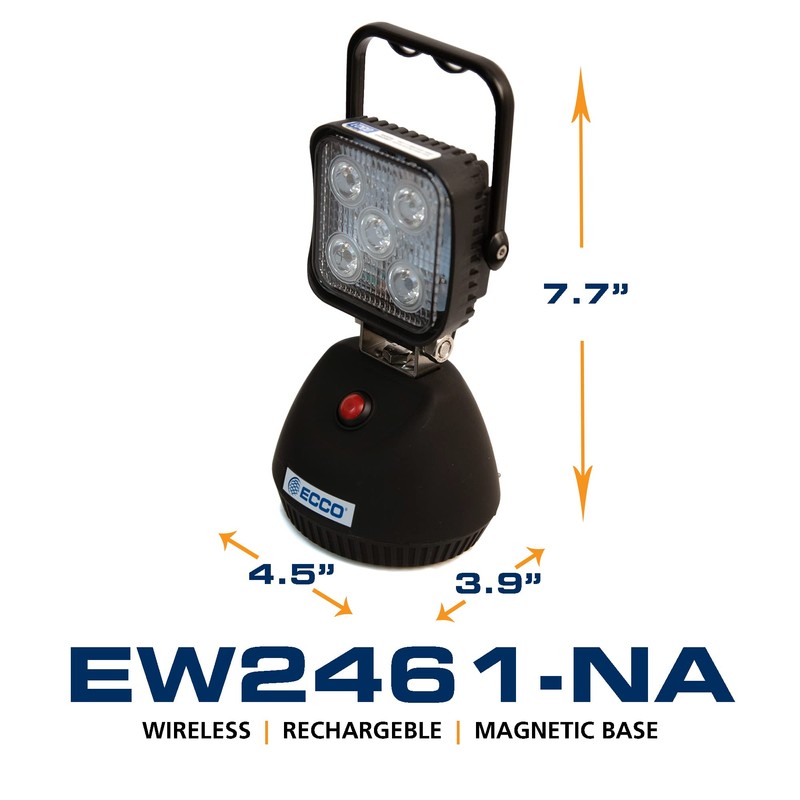 Ecco EW2461 Work Light Battery Powered, Square, Magnet Mount, Black